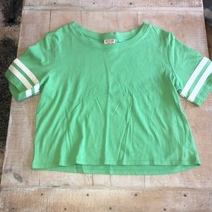 target lightish green cropped juniors t-shirt.